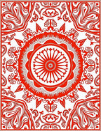 Vibrant Red Mandala Floral Burst Rug
