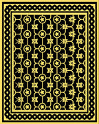 Bold Gold Star Lattice Black Rug