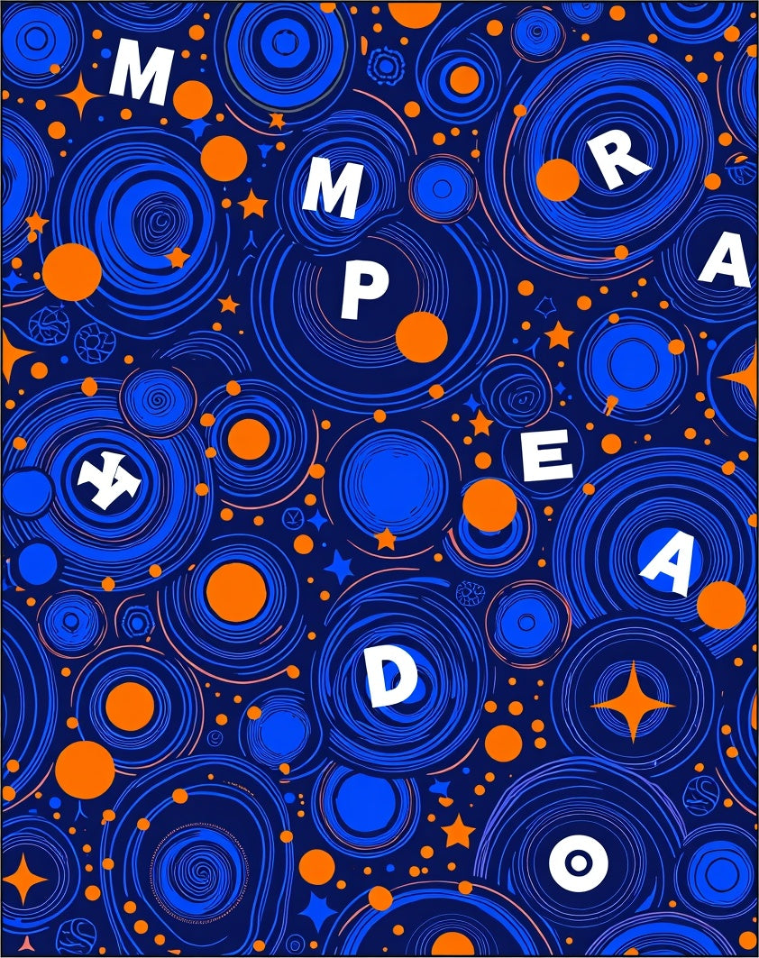 Dazzling Blue Orange Swirl Celestial Rug