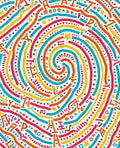 Vibrant Rainbow Swirl Alphabet Art Rug