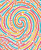 Vibrant Rainbow Swirl Alphabet Art Rug