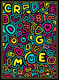 Vibrant Neon Street Art Doodle Rug