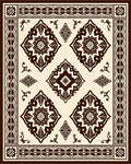Dark Brown and Cream Medallion Border Rug