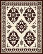 Dark Brown and Cream Medallion Border Rug