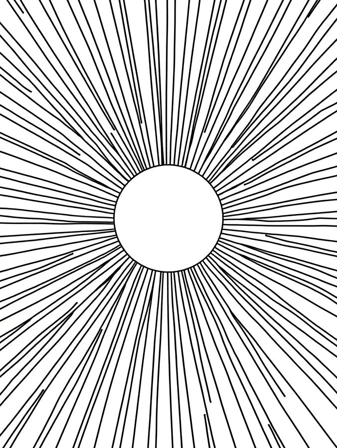 Minimalist Black Sunburst Circle Rug