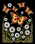 Crimson Yellow Butterfly Daisy Garden Rug