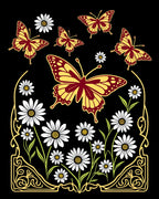 Crimson Yellow Butterfly Daisy Garden Rug