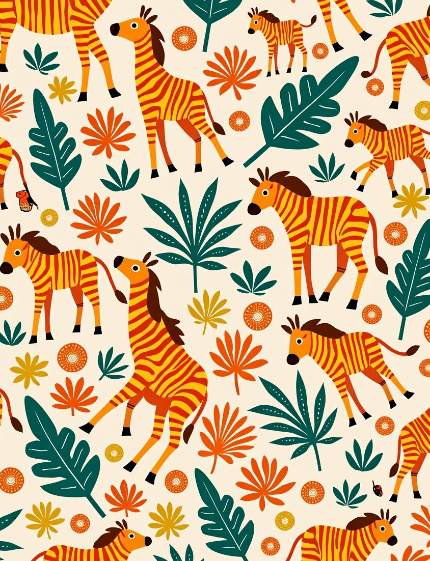 Bold Orange Yellow Zebra Foliage Rug