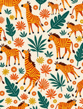 Bold Orange Yellow Zebra Foliage Rug