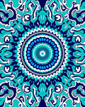 Deep Teal Indigo Floral Medallion Rug
