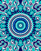 Deep Teal Indigo Floral Medallion Rug