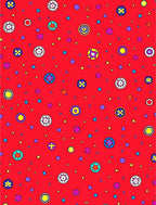 Bright Red Scattered Circles Medallion Rug