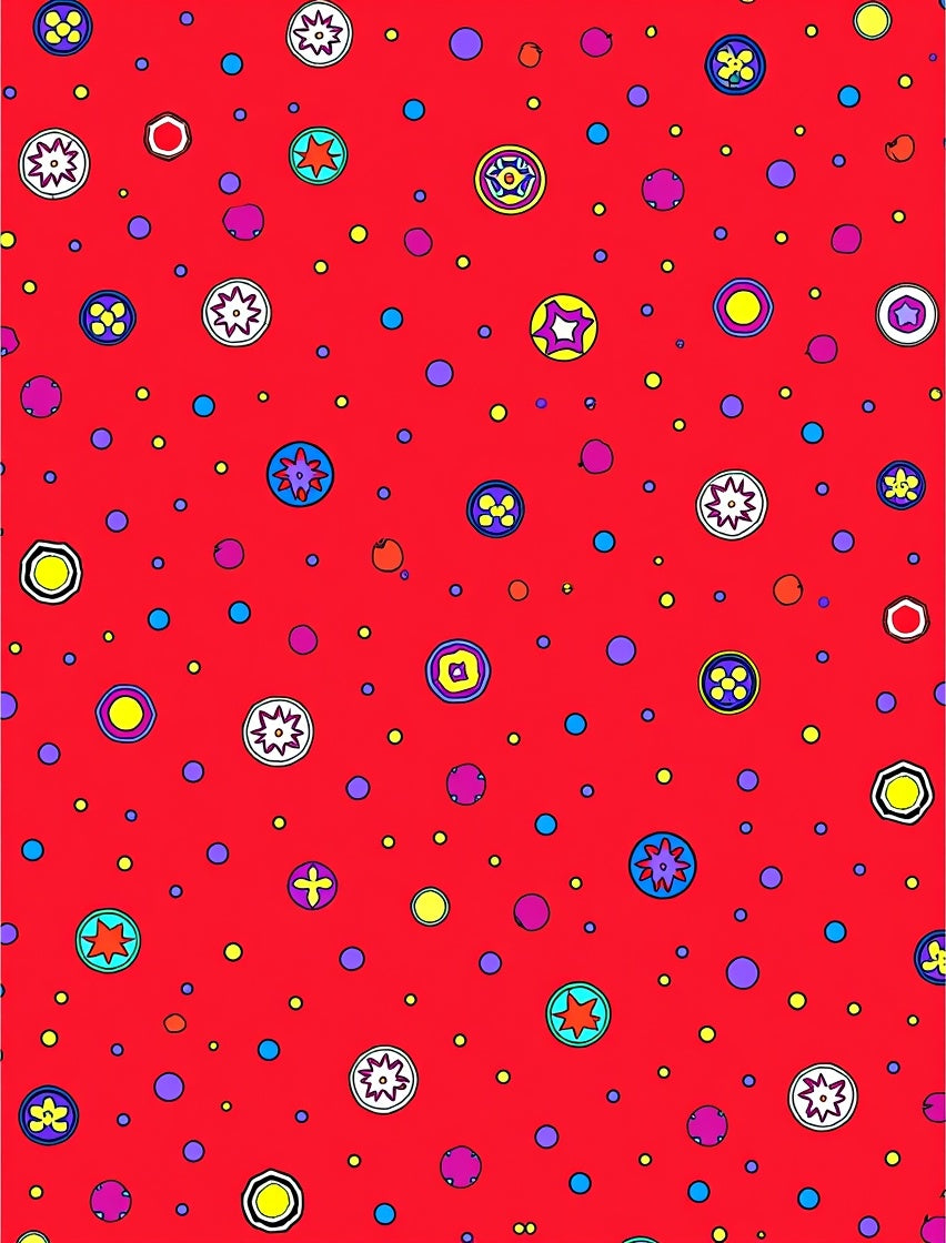 Bright Red Scattered Circles Medallion Rug