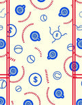 Red White Blue Baseball Dollar Medley Rug