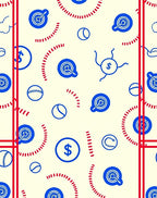 Red White Blue Baseball Dollar Medley Rug