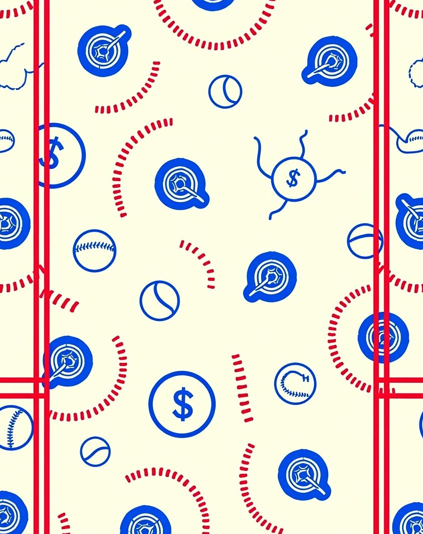 Red White Blue Baseball Dollar Medley Rug