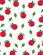 Crimson Strawberry Field Scattered Leaves Rug