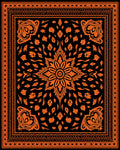 Bold Orange Floral Mandala Bordered Rug