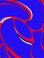 Bold Blue Red Swirl Abstract Rug