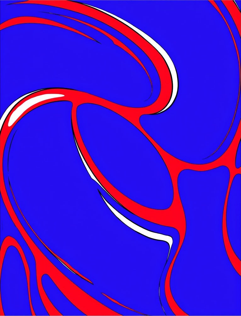 Bold Blue Red Swirl Abstract Rug