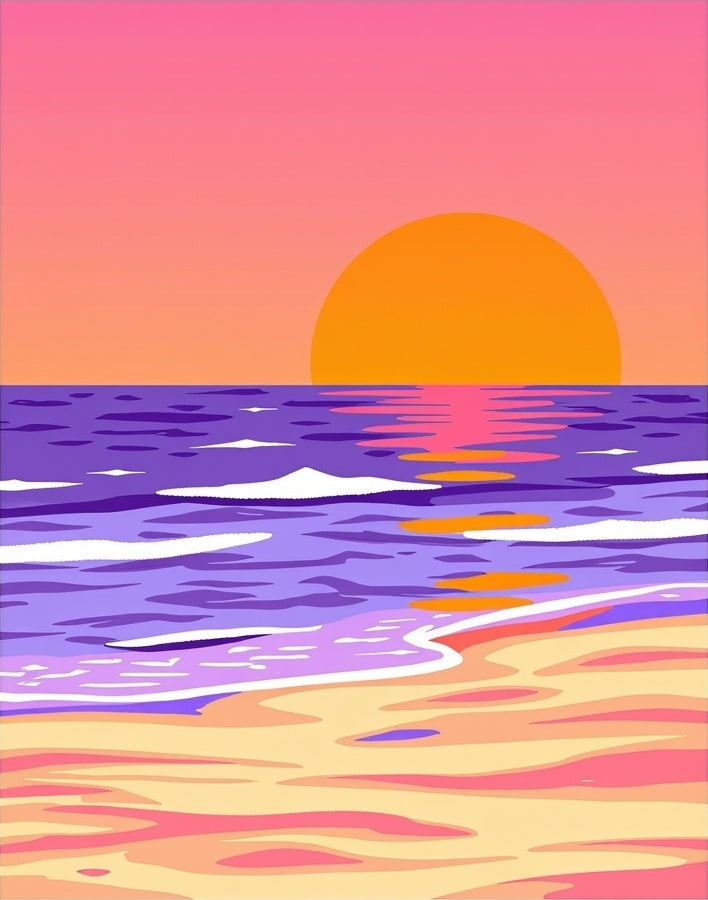 Vivid Sunset Ocean Wave Beach Rug