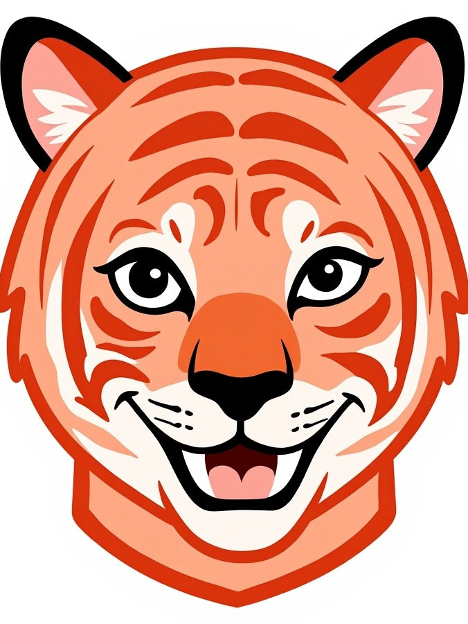 Orange Tiger Face Roaring Graphic Rug