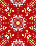 Crimson Yellow Floral Abstract Rug