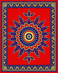 Bold Red and Blue Floral Medallion Rug