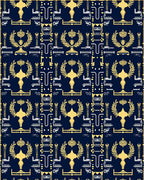 Golden Laurel Trophy Navy Traditional Rug