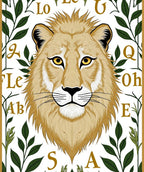 Golden Lion Head With Green Foliage Rug
