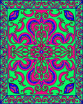 Vibrant Pink Blue Green Swirl Rug