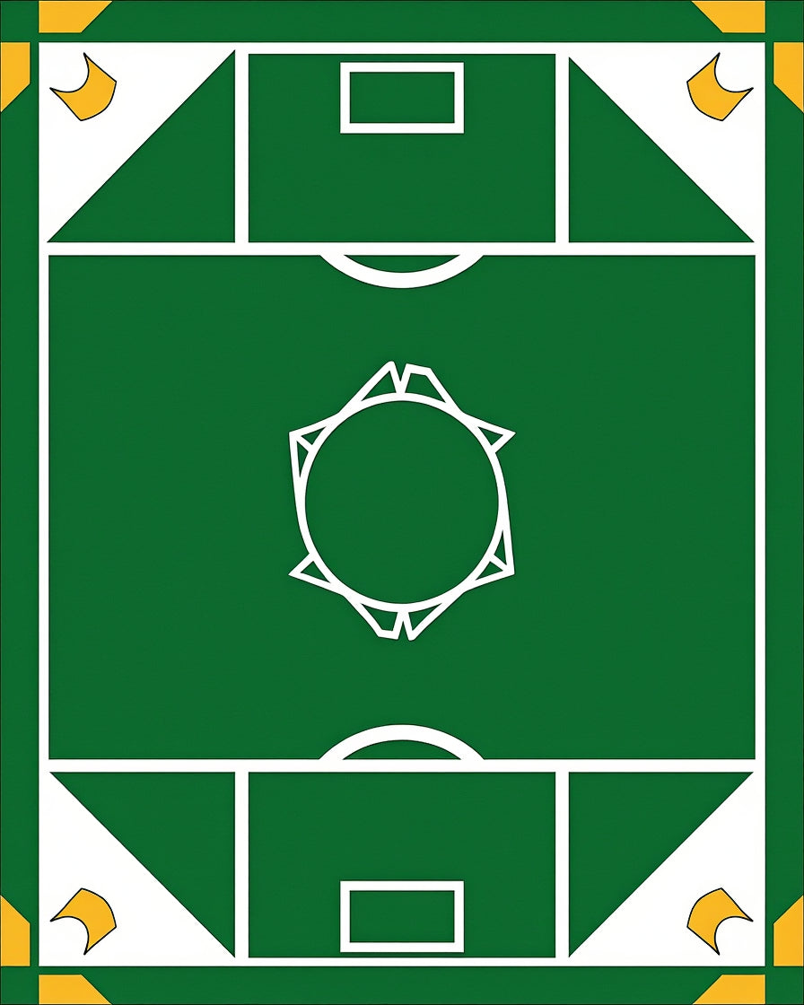 Green Geometric Court Field Rug