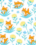 Whimsical Orange Fox Floral Meadow Rug