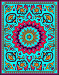 Bright Teal Pink Sunburst Medallion Rug
