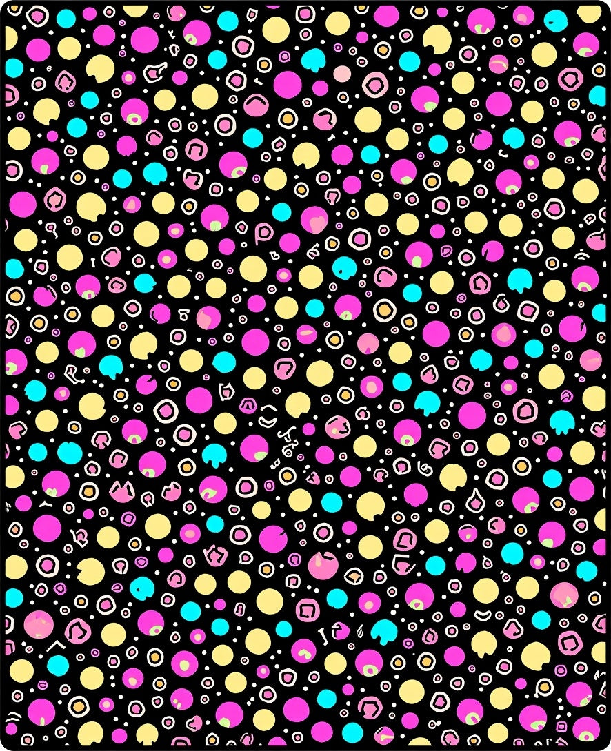 Playful Pink Yellow Teal Polka Dot Rug