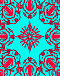 Radiant Red Starburst Turquoise Medallion Rug