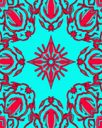 Radiant Red Starburst Turquoise Medallion Rug