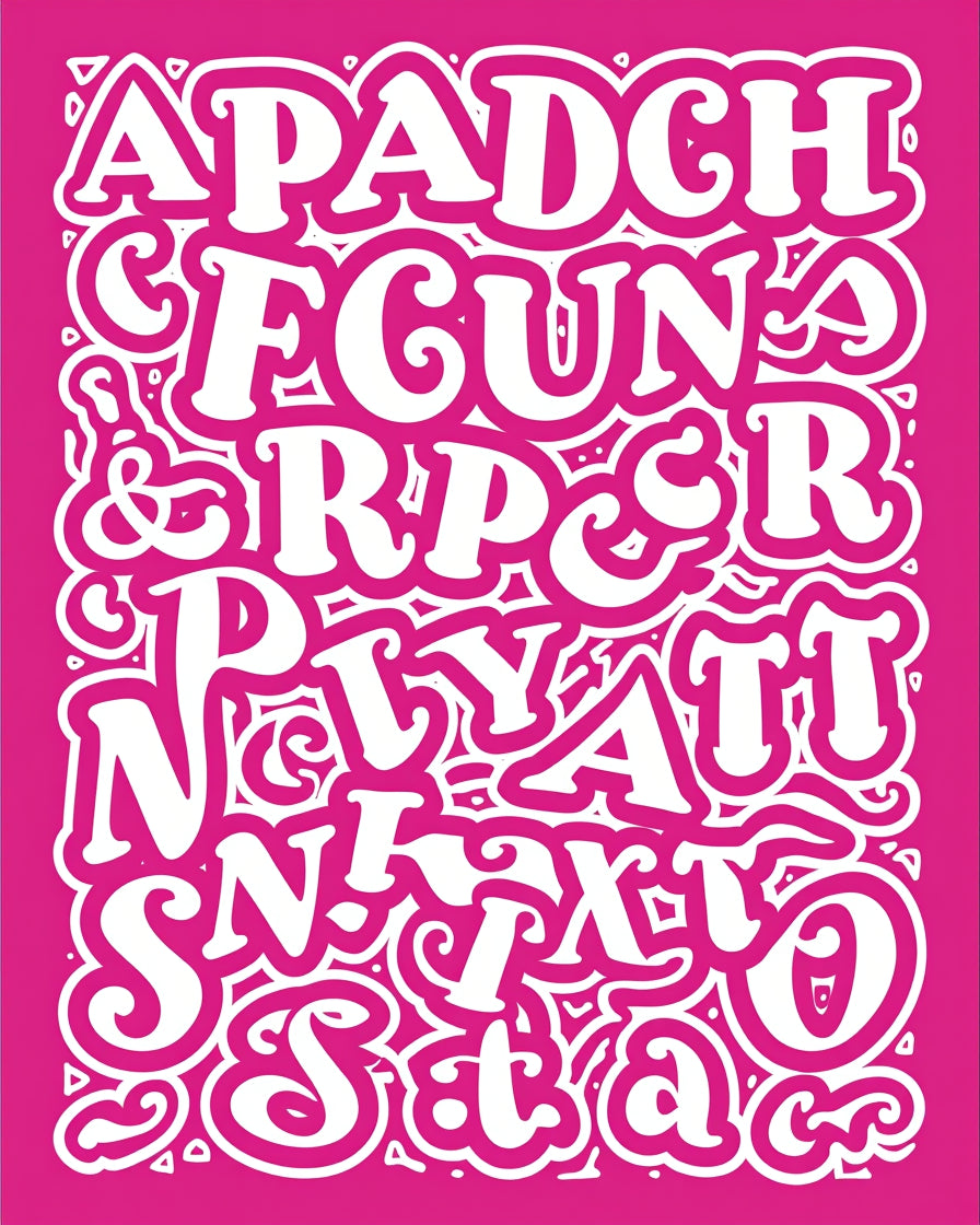 Bold Pink Alphabet Typography Art Rug