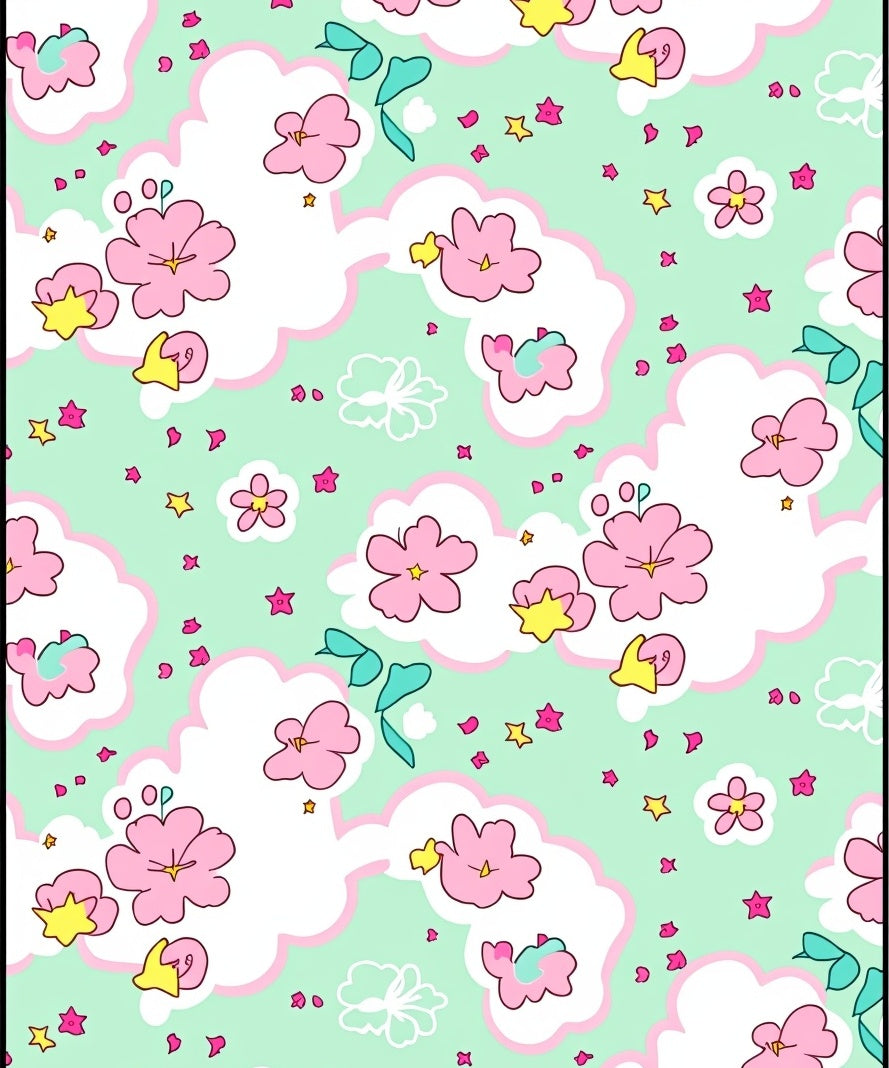 Pastel Pink Floral Cloud Scatter Rug