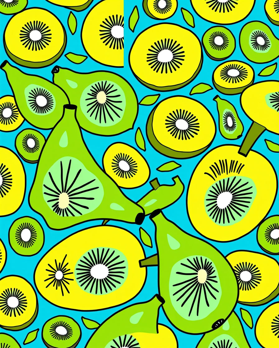 Vibrant Green Yellow Fruit Medley Rug