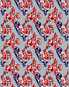 Red White Blue Abstract Flow Rug
