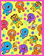 Whimsical Yellow Cute Character Floral Rug