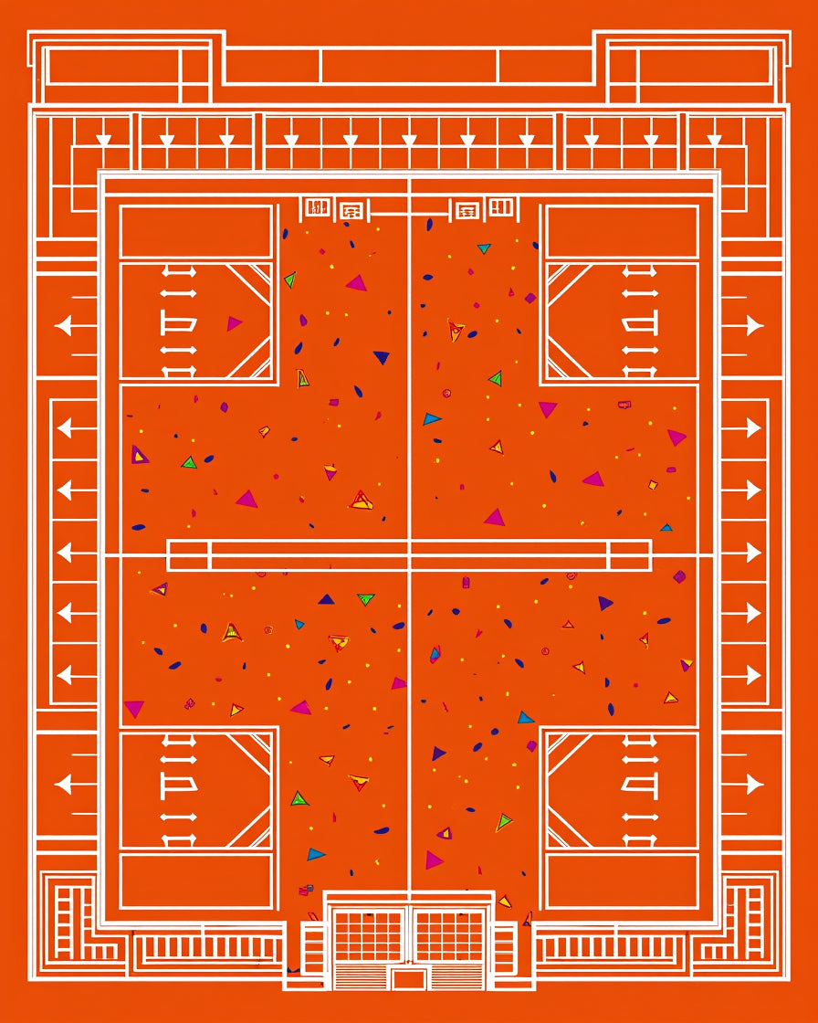 Orange Abstract Confetti Triangles Rug