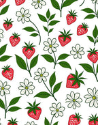 Red Strawberry White Flower Garden Rug