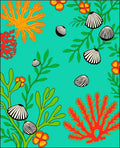 Turquoise Ocean Life Shell Garden Rug