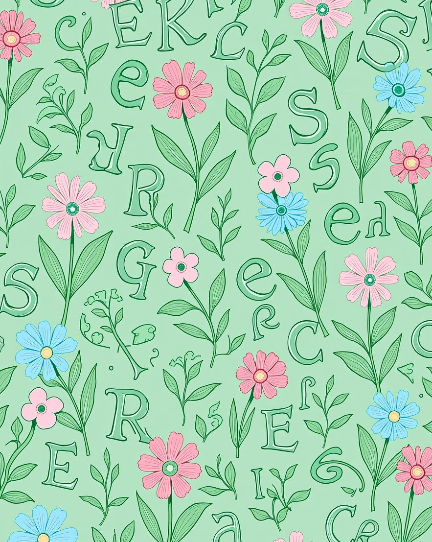 Pastel Garden Letter Bloom Rug