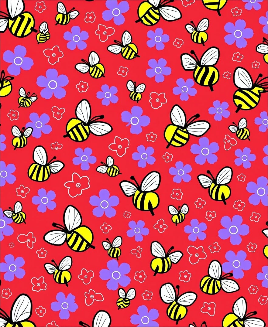 Whimsical Bumblebees And Violet Flowers Rug