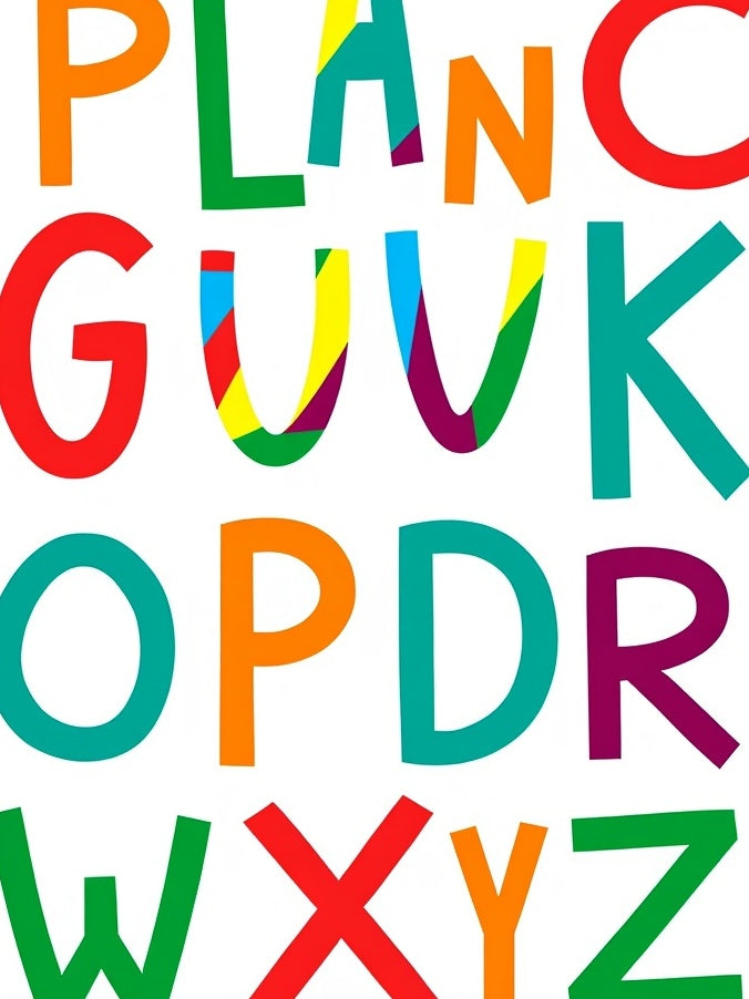 Colorful Alphabet Block Collage Rug
