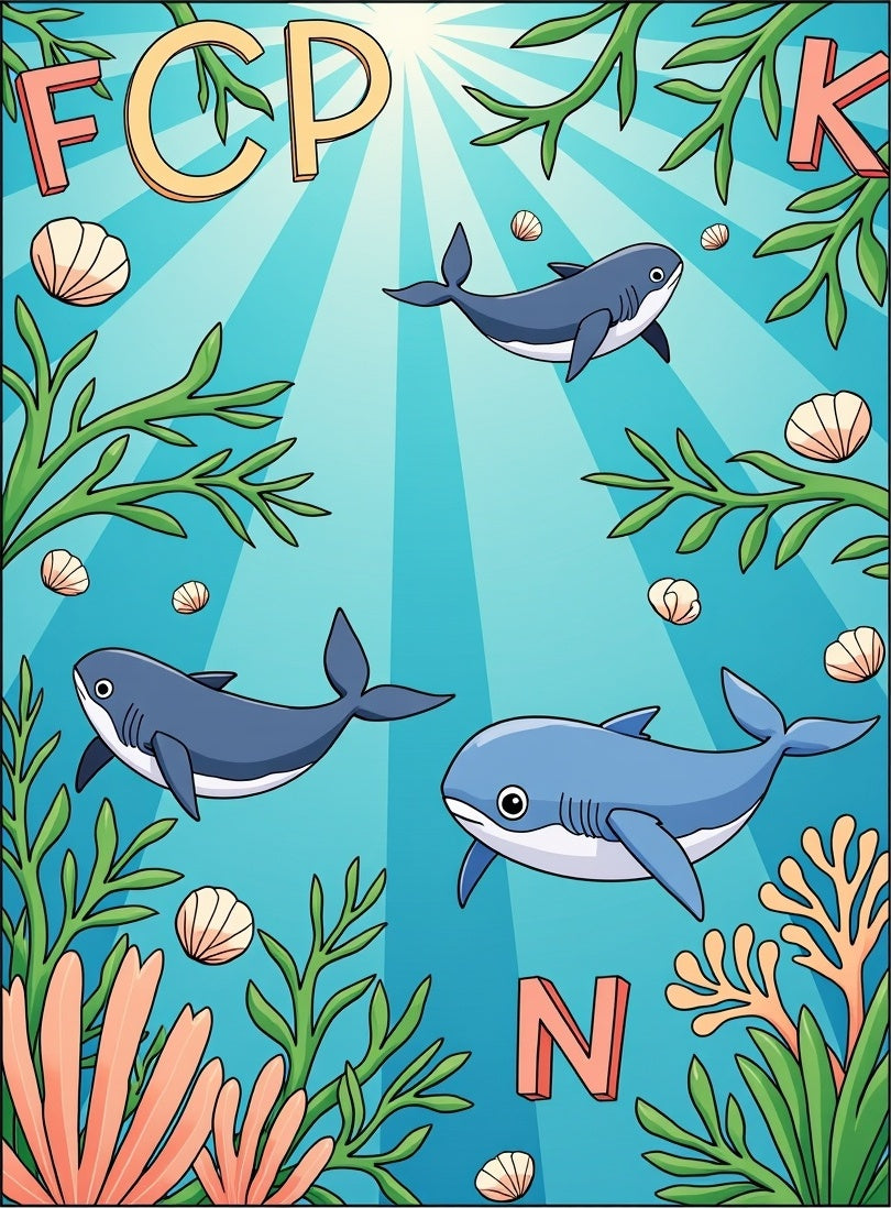 Oceanic Creatures With Alphabet Accents Rug