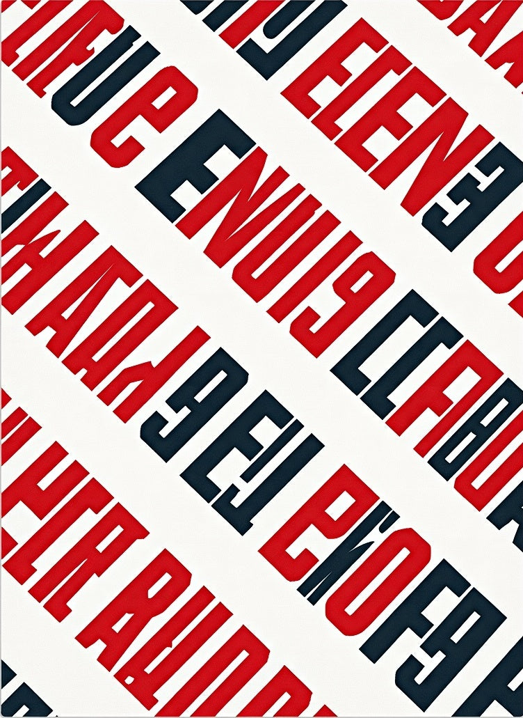 Bold Red White Typographic Lines Rug